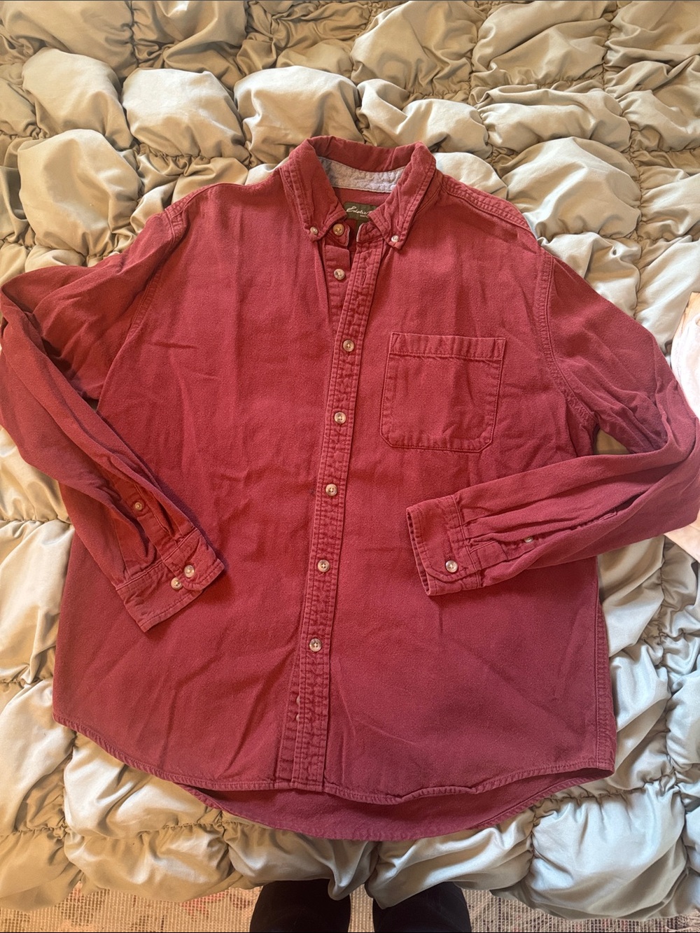 Men's Eddie Bauer Button-Down Long Sleeve Shirt - Rust Red